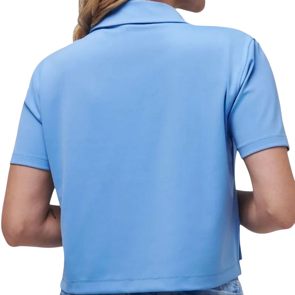 Travis Mathew Blue Boxy Crop Polo Shirt - Picture 2 of 3